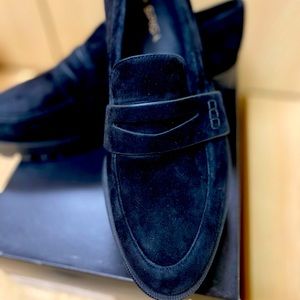 VIA SPIGA BLACK Suede loafers size 8.5 / 38.5 New